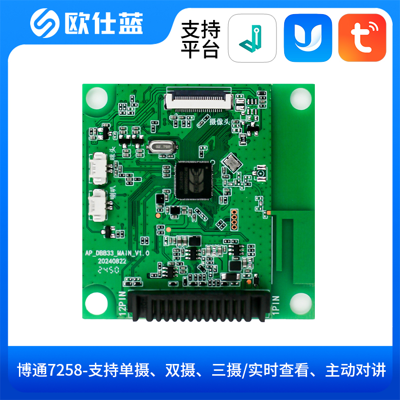 博通7258-支持单摄、双摄、三摄/实时查看、主动对讲